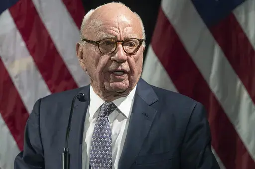Rupert Murdoch introduces Secretary of State Mike Pompeo during the Herman Kahn Award Gala on Oct. 30, 2019, in New York. Attorneys defending Fox in a defamation case related to false claims about the 2020 election withheld critical information about the role company founder Murdoch played at Fox News, a revelation that angered the judge when it came up at a hearing Tuesday, April 11, 2023. (AP Photo/Mary Altaffer, File)
