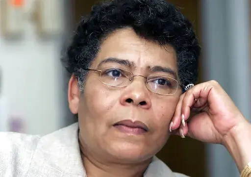 Joyce Chiles, chief prosecutor for Mississippi's Fourth Judicial District, is seen in her office on Aug. 12, 2005, Greenville, Miss. The Mississippi prosecutor, who was involved in one of the renewed investigations into the 1955 killing of Black teenager Emmett Till, died Thursday, Sept. 22, 2022. She was 67. (AP Photo/Rogelio Solis, File)