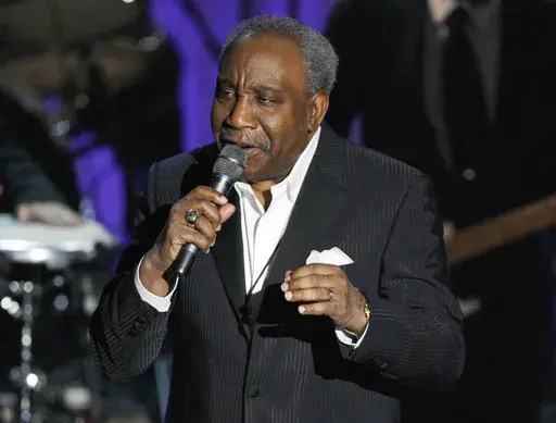 Jerry Butler performs "Only the Strong Will Survive" at the Rock and Roll Hall of Fame Induction Ceremony in New York on March 10, 2008. (AP Photo/Jason DeCrow, File)