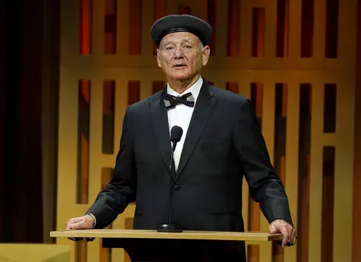 Bill Murray speaks at the Governors Awards on Friday, March 25, 2022, at the Dolby Ballroom in Los Angeles. On Saturday, April 30, 2022, Murray acknowledged that his behavior on set led to a complaint from a woman and the suspension of filming on his latest movie. (AP Photo/Chris Pizzello, File)