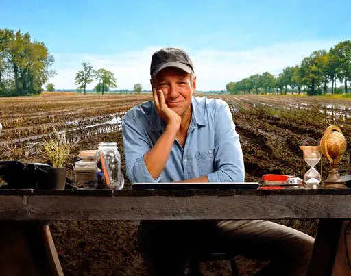 This image released by Discovery Communications shows Mike Rowe, host of “Dirty Jobs,” a series airing every Sunday on Discovery and streaming on discovery+. (Discovery Communications via AP)