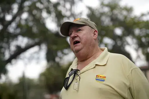 Danny Murdaugh talks about life, outside the Colleton County Courthouse during Alex Murdaugh's trial, Friday, March 3, 2023, in Walterboro, S.C. Alex Murdaugh was sentenced to spend the rest of his life in prison for the murder of his wife and son at their sprawling estate, in June 2021. (AP Photo/Chris Carlson)