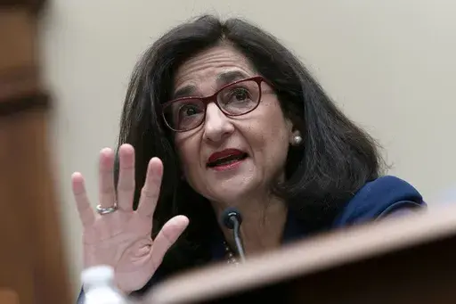 Columbia University President Nemat (Minouche) Shafik testifies before the House Committee on Education and the Workforce hearing on "Columbia in Crisis: Columbia University's Response to Antisemitism" on Capitol Hill in Washington, April 17, 2024. (AP Photo/Jose Luis Magana, File)