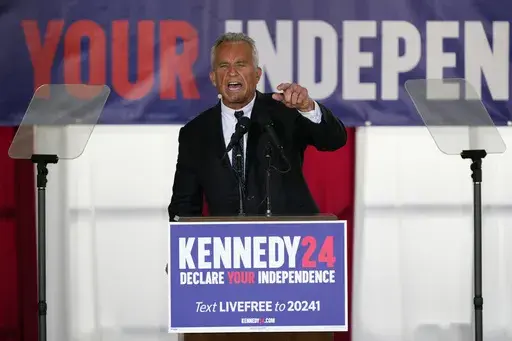 Presidential candidate Robert F. Kennedy, Jr. speaks during a campaign event at Independence Mall, Monday, Oct. 9, 2023, in Philadelphia. (AP Photo/Matt Rourke)