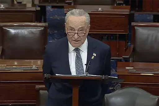 In this image from video provided by Senate TV, Senate Majority Leader Chuck Schumer, D-N.Y., speaks on the Senate floor at the Capitol in Washington, March 14, 2024. Schumer is calling on Israel to hold new elections. Schumer says he believes Israeli Prime Minister Benjamin Netanyahu has "lost his way" amid the Israeli bombardment of Gaza and a growing humanitarian crisis there. Schumer is the first Jewish majority leader in the Senate and the highest-ranking Jewish official in the U.S. (Senate