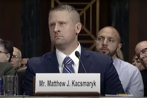 In this image from video from the Senate Judiciary Committee, Matthew Kacsmaryk listens during his confirmation hearing before the Senate Judiciary Committee on Capitol Hill in Washington, on Dec. 13, 2017. U.S. District Judge Matthew Kacsmaryk is holding a hearing in a case that could throw into jeopardy access to the nation's most common method of abortion. He is a former attorney for a Christian legal group who critics say is being sought out by conservative litigants because they believe he'