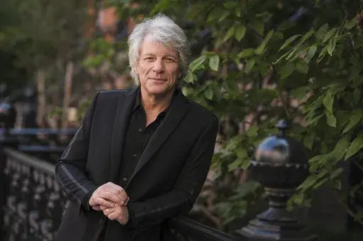 Jon Bon Jovi poses for a portrait in New York on Sept. 23, 2020 to promote his new album "2020". Hulu is streaming a four-part docuseries "Thank You, Good Night: The Bon Jovi Story," premiering April 26. (Photo by Drew Gurian/Invision/AP, File)