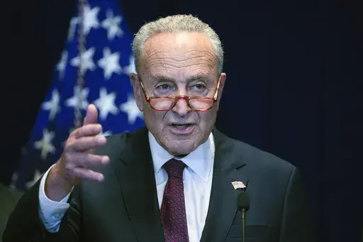 U.S. Senate Majority Leader Chuck Schumer, D-N.Y. speaks during a news conference after meeting with Chinese President Xi Jinping and Chinese officials, at the U.S. Embassy in Beijing, Oct. 9, 2023. Schumer is headed to Israel this weekend to discuss what resources the United States can provide for its war against Hamas. The New York Democrat's office said Friday he's leading a bipartisan group of senators to the country “to show the United States' unwavering support." (AP Photo/Andy Wong, Fil
