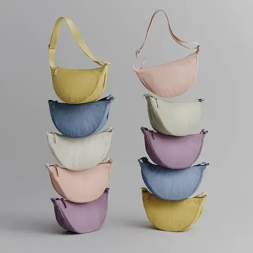 This undated handout photo provided by UNIQLO shows the UNIQLO Round Mini Shoulder Bag in different colours. Uniqlo Co. has sued rival retailer Shein over a small shoulder bag the Japanese retailer said was an inferior and unlawful copy of its hit product touted as the “Mary Poppins bag”. The lawsuit demanded Shein stop selling its product that Uniqlo said looks too much like its Round Mini Shoulder Bag.