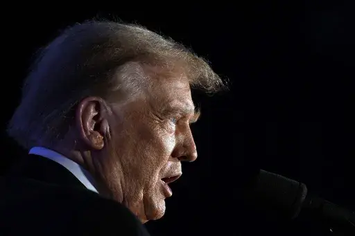 Republican presidential candidate former President Donald Trump speaks at a campaign event in Portsmouth, N.H., Jan. 17, 2024. Trump used his social media platform Friday, Jan. 19, to mock Republican presidential candidate former UN Ambassador Nikki Haley with a racist nickname. The attack comes four days before the New Hampshire primary, in which Haley is trying to establish herself as the only viable Trump alternative in Republicans' 2024 nominating contest. (AP Photo/Matt Rourke, File)