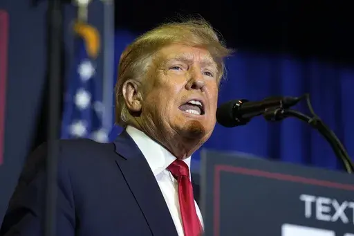 Former President Donald Trump speaks at a campaign rally, April 27, 2023, in Manchester, N.H. Trump’s defiant performance at the CNN town hall may ultimately hurt his standing with key groups of voters in next fall's general election. But he also demonstrated his extraordinary grip on the voters who will decide the GOP’s looming 2024 nomination fight. (AP Photo/Charles Krupa, File)
