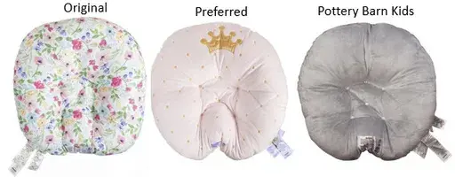This photo released by the U.S. Consumer Product Safety Commission on Tuesday, June 6, 2023, shows, from left, the recalled Boppy Original Newborn Lounger, Boppy Preferred Newborn Lounger and Pottery Barn Kids Boppy Newborn Lounger. The Boppy Company recalled more than 3 million of its popular infant pillows almost two years ago in light of a suffocation risk — with reports of eight deaths associated with Boppy's loungers between 2015 and 2020. In a Tuesday notice, the CSPC said that two addit