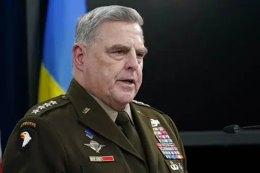 Joint Chiefs Chairman Gen. Mark Milley speaks during a briefing at the Pentagon in Washington on Nov. 16, 2022. The U.S. military's new, expanded combat training of Ukrainian forces began in Germany on Sunday, Jan. 15, 2023, with a goal of getting a battalion of about 500 troops back on the battlefield to fight the Russians in the next five to eight weeks, Milley said. (AP Photo/Susan Walsh, File)