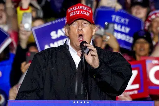 Former President Donald Trump speaks at a campaign rally in Greensburg, Pa., on May 6, 2022. A federal judge on Friday, May 27, 2022 dismissed Trump's lawsuit against New York Attorney General Letitia James, allowing her civil investigation into his business practices to continue. (AP Photo/Gene J. Puskar, File)