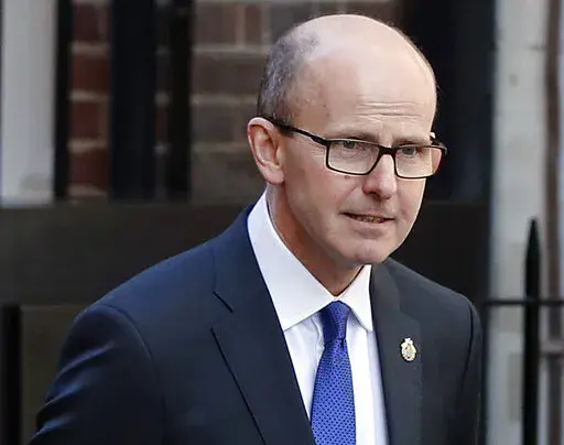 In this Feb. 14, 2019 file photo, Jeremy Fleming, head of the British Government Communications Headquarters (GCHQ) walks in London. Secret intelligence is playing an unusually public role in the war in Ukraine. Intelligence agencies, especially in the U.S. and Britain, have been remarkably willing to share their assessments of what is happening on the battlefield — and inside the Kremlin.  (AP Photo/Frank Augstein, File)