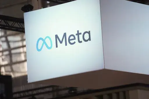 The Meta logo is seen at the Vivatech show in Paris, France, June 14, 2023. Meta said in a blog post Tuesday, Jan. 9, 2024, that it will start restricting inappropriate content for teenagers' accounts on Instagram and Facebook, such as posts about suicide, self-harm and eating disorders. (AP Photo/Thibault Camus, File)