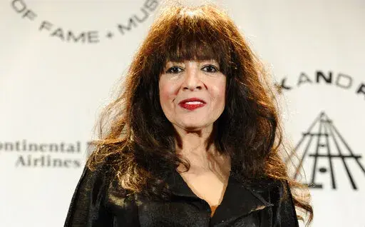 Ronnie Spector appears in the press room after performing at the Rock and Roll Hall of Fame induction ceremony on March 15, 2010, in New York. Spector, the cat-eyed, bee-hived rock 'n' roll siren who sang such 1960s hits as "Be My Baby," "Baby I Love You" and "Walking in the Rain" as the leader of the girl group the Ronettes, has died. She was 78. (AP Photo/Peter Kramer, File)
