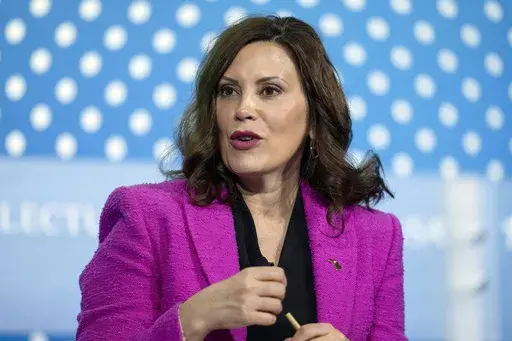 Michigan Gov. Gretchen Whitmer speaks at the SelectUSA Investment Summit, May 4, 2023, in Oxon Hill, Md. Nearly three years after authorities foiled a bizarre plot to kidnap Whitmer, the last defendants accused of taking part, Eric Molitor and brothers William Null and Michael Null, go on trial Monday, Aug. 21. (AP Photo/Alex Brandon, File)