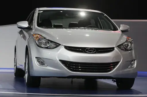 A 2013 Hyundai Elantra Coupe is shown at the Chicago Auto Show in Chicago on Feb. 8, 2012. In September, 2023, Hyundai and Kia issued a recall of 3.4 million of its vehicles in the United States, including the 2013 Hyundai Elantra. (AP Photo/Nam Y. Huh, File)