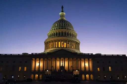The U.S. Capitol is seen at sunset on Capitol Hill in Washington, Sept. 8, 2022. Democrats have held both chambers of Congress and the presidency for two years. But they may not have such consolidated power for much longer.  Republicans could make big gains in the Nov. 8 midterm elections, bolstered by frustration over the economy, advantages in the redistricting process that takes place every 10 years and the traditional losses in a new president’s first midterm election. (AP Photo/Jacquelyn
