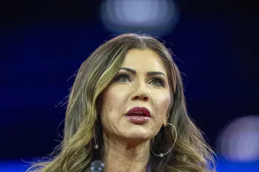 South Dakota Gov. Kristi Noem speaks during the Conservative Political Action Conference, CPAC 2024, at the National Harbor, Feb. 23, 2024, in Oxon Hill, Md. Noem claims in a new book to have met with North Korean leader Kim Jong Un during her time in Congress, but her office has said the publisher will be addressing “conflated" names in the book as further scrutiny was put on the Republican governor's life story. (AP Photo/Alex Brandon, File)
