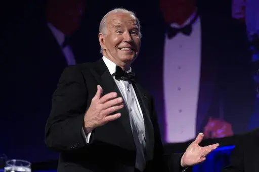 President Joe Biden attends the White House Correspondents' Association Dinner at the Washington Hilton, Saturday, April 27, 2024, in Washington. (AP Photo/Manuel Balce Ceneta)