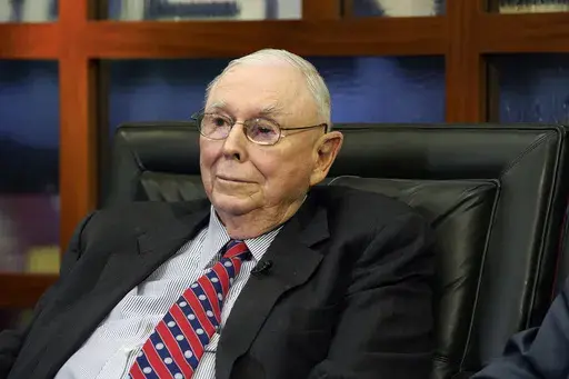 Berkshire Hathaway Vice Chairman Charlie Munger listens to a question during an interview on May 7, 2018, in Omaha, Neb. Berkshire Hathaway says Munger, who helped Warren Buffett build an investment powerhouse, has died. (AP Photo/Nati Harnik, File)