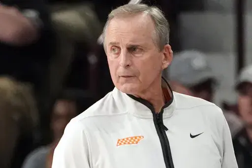 Tennessee head coach Rick Barnes watches his players during the first half of an NCAA college basketball game against Mississippi State in Starkville, Miss., Tuesday, Jan. 17, 2023. Tennessee has extended coach Rick Barnes' contract through the 2027-28 season, which should help ensure he finishes his career with the Volunteers. (AP Photo/Rogelio V. Solis, File)