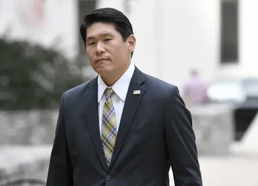 U.S. Attorney Robert Hur arrives at U.S. District Court in Baltimore on Nov. 21, 2019. (AP Photo/Steve Ruark, File)