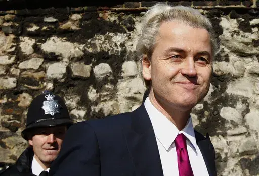Dutch politician Geert Wilders arrives for a press conference in London, Friday, March 5, 2010. Geert Wilders has won a massive victory in a Dutch election and is in pole position to form the next governing coalition and possibly become the Netherlands' next prime minister. (AP Photo/Kirsty Wigglesworth, File)