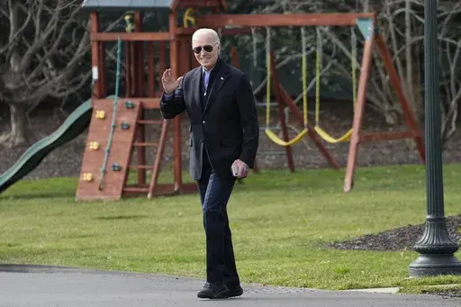 President Joe Biden walks to board Marine One on the South Lawn in Washington, Friday, Jan. 12, 2024, for a short trip to Joint Base Andrews, Md., and then on to Allentown, Pa. (AP Photo/Mark Schiefelbein)