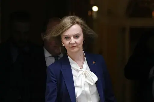 Elizabeth Truss, Britain's Foreign Secretary leaves a Cabinet meeting at 10 Downing Street in London, Tuesday, April 19, 2022. Britain and the European Union are once again at loggerheads over Brexit on Wednesday, May 11, 2022. The U.K. government has ramped up threats to scrap parts of its trade treaty with the bloc, saying the rules are preventing the formation of a new government in Northern Ireland.  (AP Photo/Alastair Grant, File)