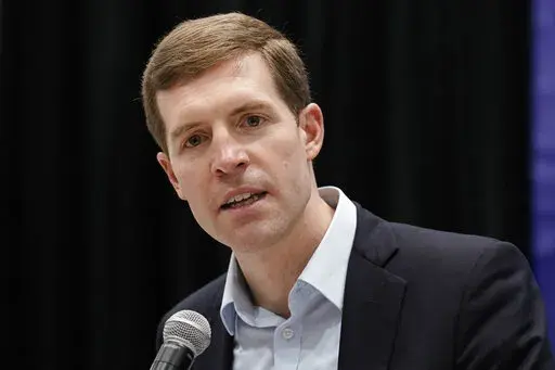 U.S. Senate candidate Rep. Conor Lamb, D-Pa., speaks during a meeting of the Pennsylvania Democratic Party State Committee in Harrisburg, Pa., Jan. 29, 2022.  Seven weeks before Pennsylvania’s primary election, Conor Lamb is sharpening his attack on Democratic primary rival John Fetterman in their race for U.S. Senate. (AP Photo/Matt Rourke, File)