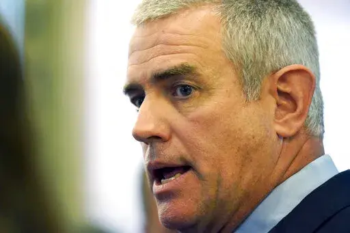 Mississippi House Speaker Philip Gunn, R-Clinton, responds to a reporter's question following adjournment on the first day of the 2023 Legislature at the state Capitol in Jackson, Miss., Jan. 3, 2023. Tax relief proposals favored by Mississippi Gov. Tate Reeves and Republican legislative leaders stalled Wednesday, Feb. 22, and appear to be dead for the entire election-year legislative session, despite a GOP supermajority in the House and Senate. (AP Photo/Rogelio V. Solis, File)