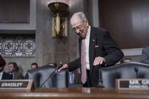 Sen. Chuck Grassley, R-Iowa, the incoming chairman of the Senate Judiciary Committee, takes his seat as the panel convenes to confirm President Joe Biden's nominees in the closing weeks of the 118th Congress, at the Capitol in Washington, Thursday, Nov. 21, 2024. (AP Photo/J. Scott Applewhite)