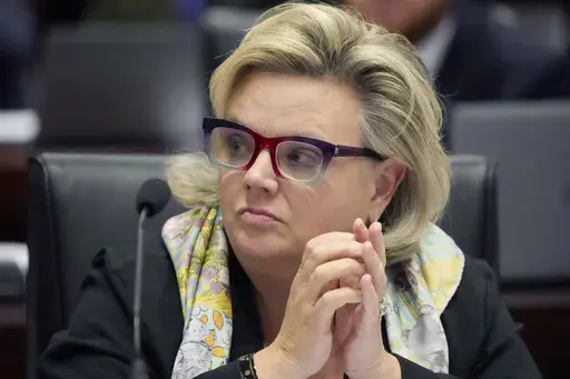 Mississippi state Sen. Nicole Boyd, R-Oxford, listens to a discussion during a Joint Legislative Budget Committee meeting, Nov. 15, 2023, in Jackson, Miss. Boyd said on Thursday, Nov. 29, 2024, that Mississippi could improve health outcomes for mothers and babies by allowing Medicaid coverage earlier in pregnancy. (AP Photo/Rogelio V. Solis, File)