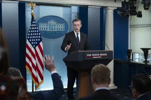 White House national security advisor Jake Sullivan speaks during the daily briefing at the White House in Washington, Wednesday, Nov. 13, 2024. (AP Photo/Ben Curtis)