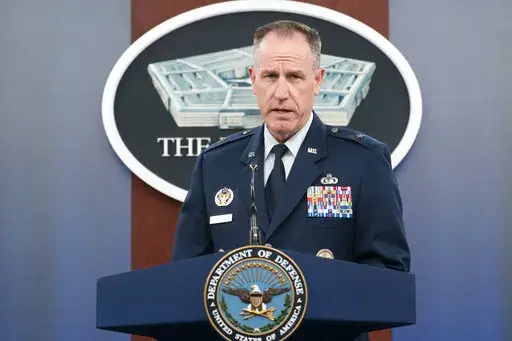 Pentagon spokesman U.S. Air Force Brig. Gen. Patrick Ryder speaks during a media briefing at the Pentagon, Thursday, Oct. 20, 2022, in Washington.  The Pentagon will provide travel funds and support for troops and their dependents who seek abortions but are based in states where they are now illegal, according to a new department policy released Thursday. The military will also increase privacy protections for those seeking care. (AP Photo/Alex Brandon)