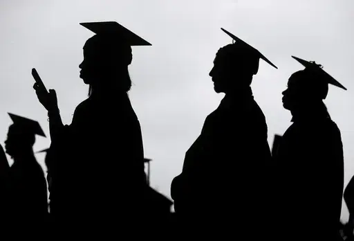 New graduates line up before the start of a community college commencement in East Rutherford, N.J., on May 17, 2018. The Supreme Court struck down the Biden administration’s plan to forgive up to $20,000 of student loan debt per borrower, yet loan forgiveness is still possible for those pursuing Public Service Loan Forgiveness or income-driven repayment forgiveness. A one-time account adjustment that began in July 2023 is still ongoing and gives credit for certain periods of deferment, forbea
