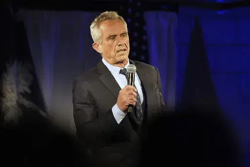 Independent presidential candidate Robert F. Kennedy Jr. speaks during a campaign event, Nov. 14, 2023, in Columbia, S.C. Robert Kennedy Jr.’s presidential ambitions resulted in public family drama after a political action committee aired a Super Bowl ad invoking the Democratic family’s legacy to implicitly compare the independent candidate to his assassinated uncle, President John F. Kennedy. (AP Photo/Meg Kinnard, FIle)