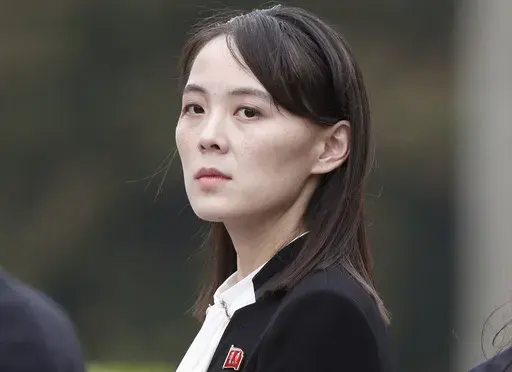 Kim Yo Jong attends a wreath-laying ceremony at Ho Chi Minh Mausoleum in Hanoi, Vietnam, on March 2, 2019. The influential sister of North Korean leader Kim Jong Un vowed again Sunday, June 4, 2023, to push for a second attempt to launch a spy satellite as she lambasted a U.N. Security Council meeting over the North’s first, failed launch. (Jorge Silva/Pool Photo via AP, File)