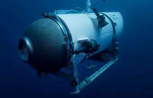 This undated image provided by OceanGate Expeditions in June 2021 shows the company's Titan submersible. OceanGate, the company that owned the submersible that fatally imploded on its way to explore the wreck of the Titanic said Thursday, July 6, 2023 it has suspended operations. (OceanGate Expeditions via AP, File)