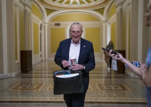 Senate Majority Leader Chuck Schumer, D-N.Y., returns to the Capitol in Washington, on the morning after Election Day Nov. 9, 2022. (AP Photo/J. Scott Applewhite, File)