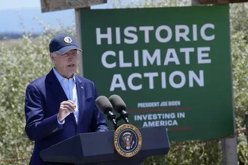 President Joe Biden speaks at the Lucy Evans Baylands Nature Interpretive Center and Preserve in Palo Alto, Calif., June 19, 2023. Biden talked about climate change, clean energy jobs and protecting the environment. (AP Photo/Susan Walsh, File)